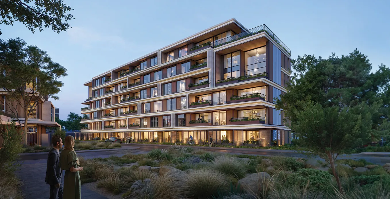 Naseem AlJurf apartments: low-rise building among the trees