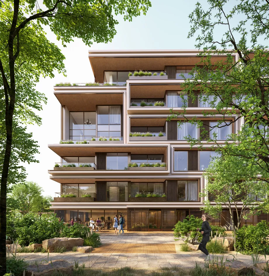 Apartment building terraces