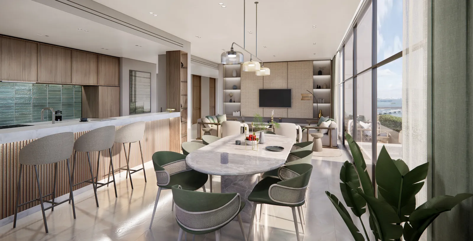 Penthouse kitchen and dining room