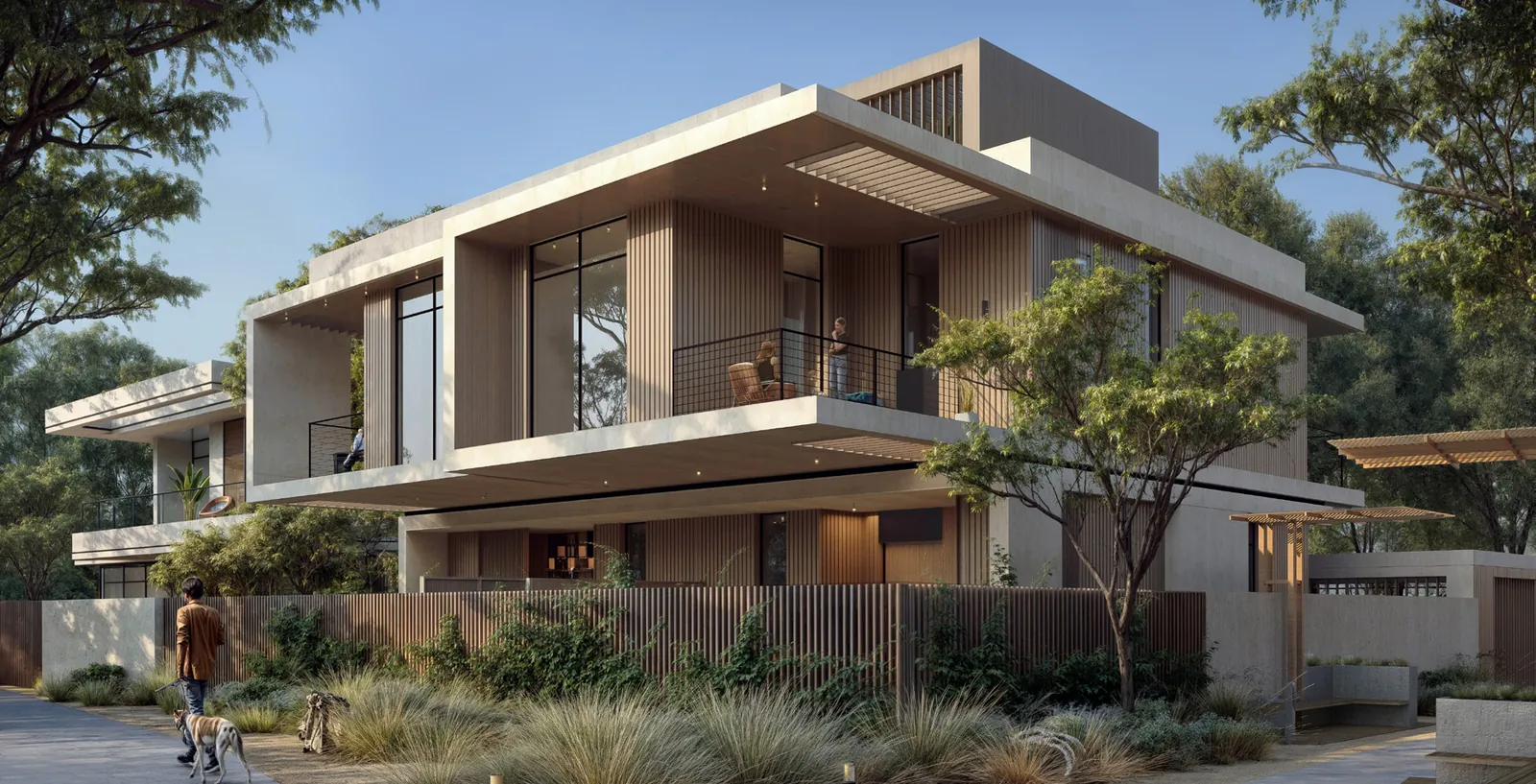Naseem AlJurf Sikka townhouses among mature trees