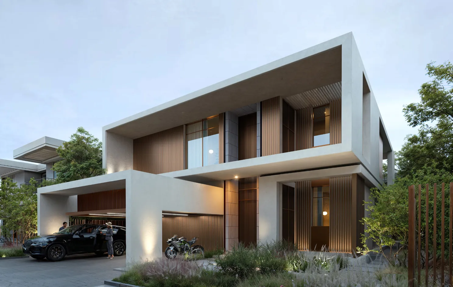 Tala villa entrance and carport