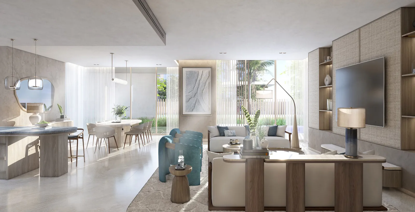 Living and dining room in a Tala villa